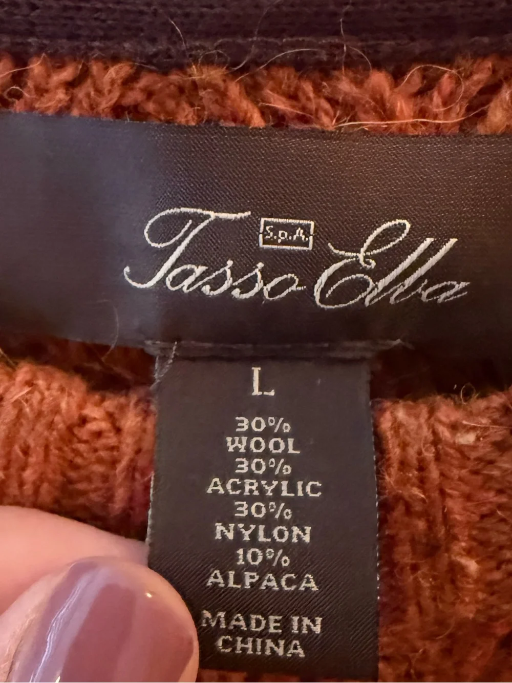 Tasso Elba wool alpaca blend rust orange crewneck sweater size L NWT